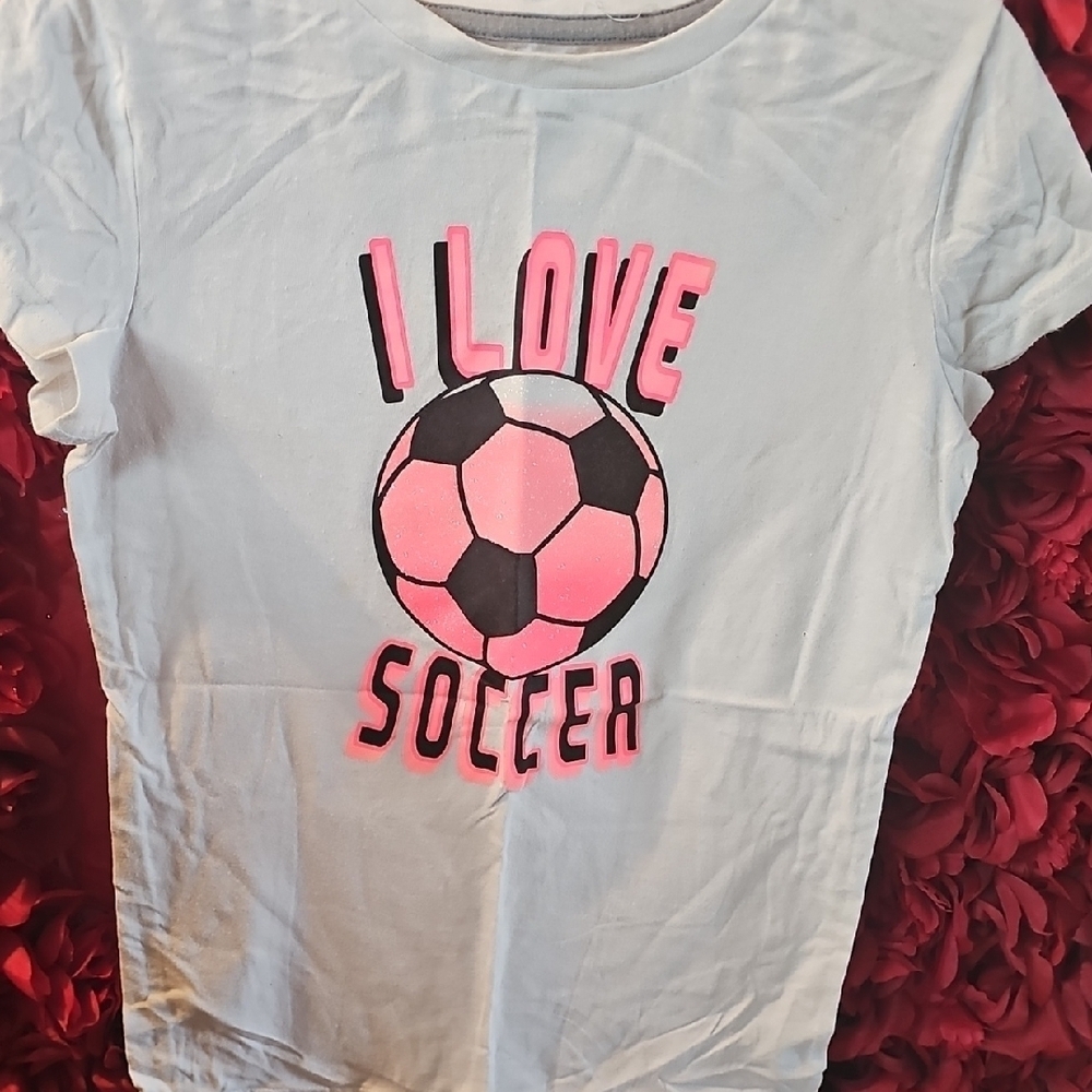 Circo Girls Soccer Graphic Tee - White & Pink Size Large 10/12